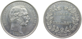 Denmark Kingdom 1888 ♥ 2 Kroner - Christian IX (Anniversary of Reign) Silver (.800) Royal Danish Mint (Copenhagen) (101000) 15g VF KM799
