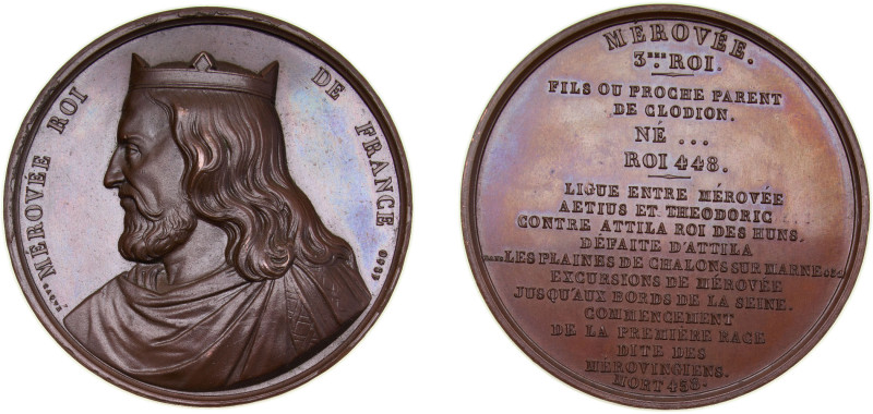 France Kingdom 1840 Medal - la série des rois de France par Caqué en 1840, MEROV...