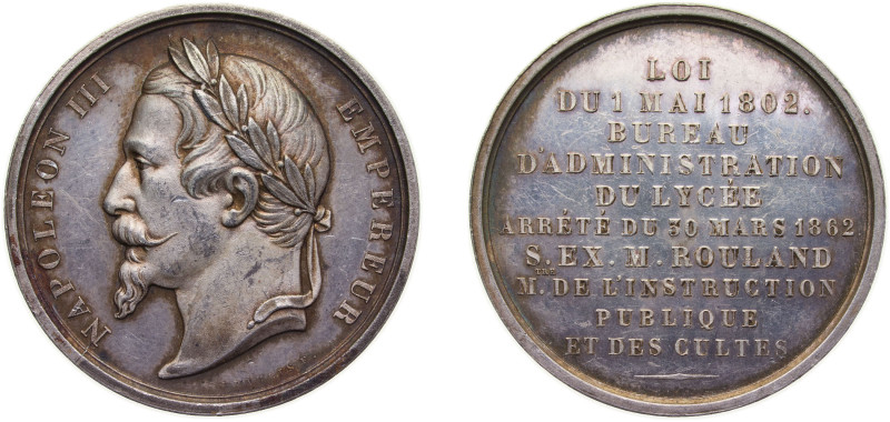 France Second Empire ND Medal - Bureau d’administration des lycées Silver 20.2g ...