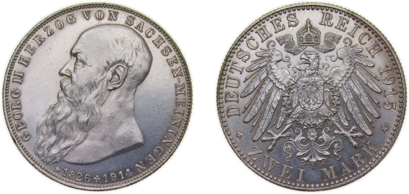 Germany Duchy of Saxe-Meiningen Second Empire 1915 2 Mark - Bernhard III (Death ...