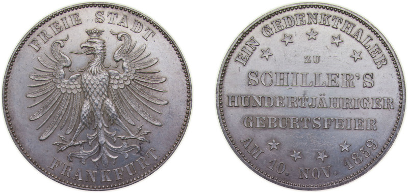 Germany Free imperial city of Frankfurt German states 1859 1 Thaler ("Memorial T...