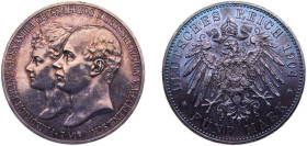 Germany Grand duchy of Mecklenburg-Schwerin Second Empire 1904 A 5 Mark - Friedrich Franz IV (Wedding) Silver (.900) Berlin Mint (40000) 27.777g UNC K...