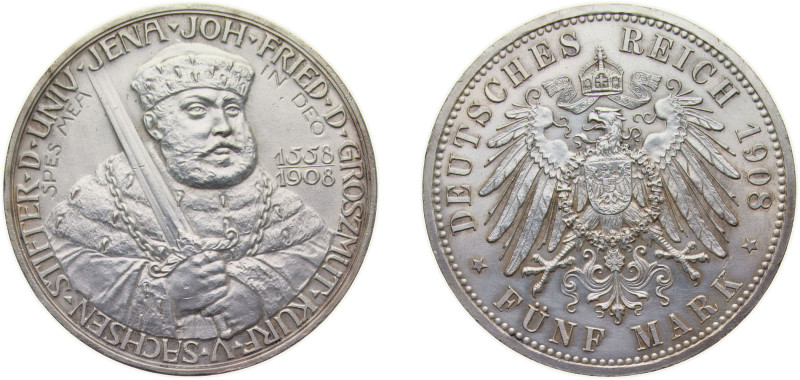 Germany Grand duchy of Saxe-Weimar-Eisenach Second Empire 1908 A 5 Mark - Wilhel...