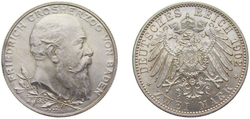 Germany Grand-duchy of Baden Second Empire 1902 2 Mark - Friedrich I (50th Anniv...