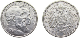 Germany Grand-duchy of Baden Second Empire 1906 2 Mark - Friedrich I (Golden Wedding) Silver (.900) Karlsruhe Mint (350000) 11.111g UNC KM276 AKS159 J...
