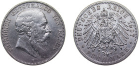 Germany Grand-duchy of Baden Second Empire 1907 G 5 Mark - Friedrich I Silver (.900) Karlsruhe Mint (243821) 27.778g VF KM274 J33