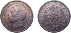 Germany Grand-duchy of Baden Second Empire 1908 G 5 Mark - Friedrich II Silver (.900) Karlsruhe Mint (280000) 27.77g XF KM281 J40