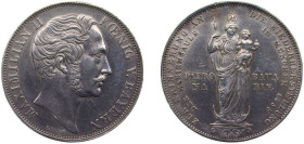 Germany Kingdom of Bavaria German states 1855 2 Gulden - Maximilian II (Madonna Column) Silver (.900) Munich Mint (1000000) 21.21g AU KM848 AKS168