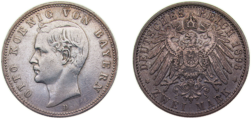 Germany Kingdom of Bavaria Second Empire 1906 D 5 Mark - Otto Silver (.900) Muni...