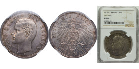 Germany Kingdom of Bavaria Second Empire 1907 D 5 Mark - Otto Silver (.900) Munich Mint (752653) 27.7g NGC MS 64 "Top Pop" KM915 J46