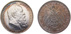 Germany Kingdom of Bavaria Second Empire 1911 D 3 Mark - Otto (90th Birthday of Prince Regent Luitpold) Silver (.900) Munich Mint (639721) 16.66g AU K...