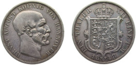 Germany Kingdom of Hannover German states 1848 B 1 Thaler - Ernst August Silver (.993) 22.1g XF KM208