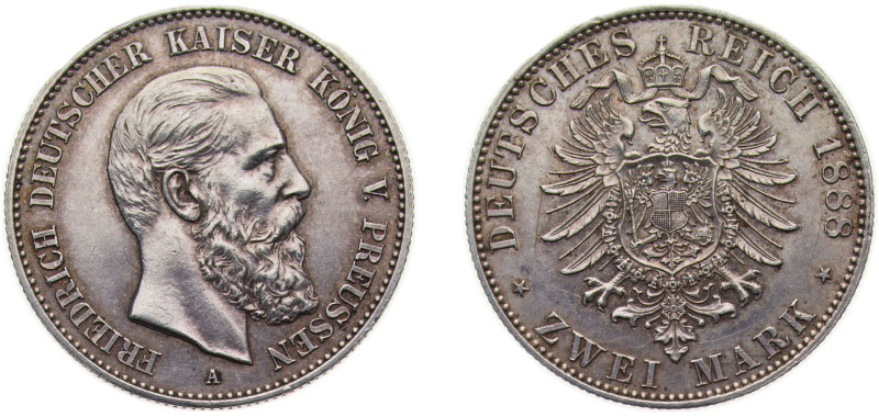 Germany Kingdom of Prussia Second Empire 1888 A 2 Mark - Friedrich III Silver (....