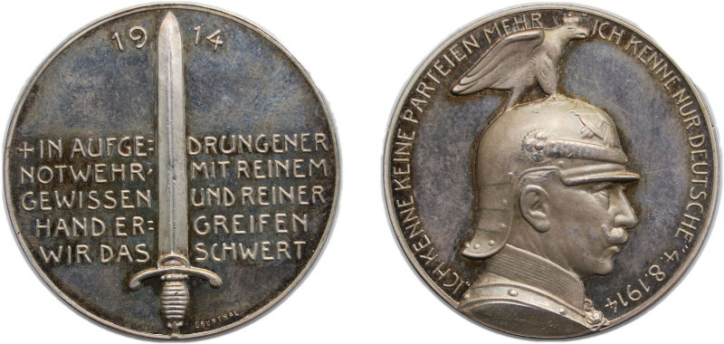 Germany Kingdom of Prussia Second Empire 1914 Medal - Reichstag speech on 4.8.19...