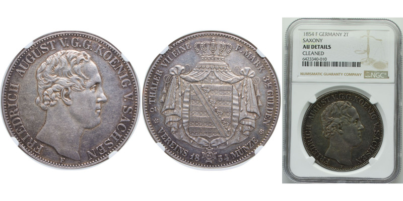 Germany Kingdom of Saxony (Albertinian Line) German states 1854 F 2 Thaler / 3½ ...