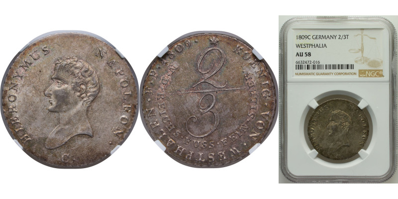 Germany Kingdom of Westphalia German states 1809 C ⅔ Thaler - Jérôme Bonaparte S...