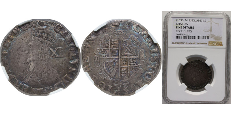 Great Britain England Kingdom ND (1635-1636) 1 Shilling - Charles I (Group D; 4t...