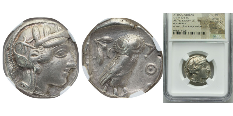 Greece (ancient) Athens Attica 440 BC - 404 BC Tetradrachm Silver 4.25g NGC XF 4...