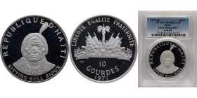 Haiti Second Republic 1971 IC 10 Gourdes (Sitting Bull Sioux) Silver (.999) (3035) 47.05g PCGS PR 64 KM80