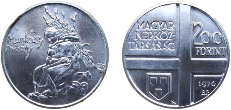 Hungary People's Republic 1976 BP 200 Forint (Mihály Munkácsy) Silver (.640) Bud...