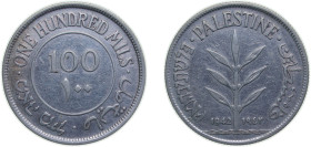 Israel British Palestine British Mandate 1942 100 Mils Silver (.720) Royal Mint (Tower Hill) (2500000) 11.7g XF KM7 Schön7 Aharoni7