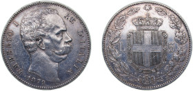 Italy Kingdom 1879 R 5 Lire - Umberto I Cleaned Silver (.900) Rome Mint (4000000) 25g XF KM20