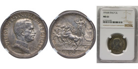 Italy Kingdom 1916 R 2 Lire - Vittorio Emanuele III Silver (.835) Rome Mint (10923056) 10g NGC MS 61 KM55
