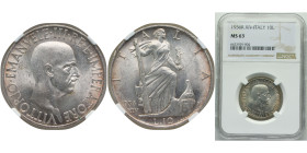 Italy Kingdom 1936//XIV R 10 Lire - Vittorio Emanuele III Silver (.835) Rome Mint (618500) 10g NGC MS 63 KM80
