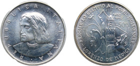 Italy Republic 1992 R 500 Lire (Lorenzo de' Medici) Silver (.835) Rome Mint (50000) 15g BU KM149