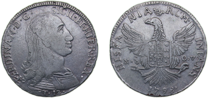 Italy Kingdom of Sicily Italian states 1798 Nd-OV 12 Tari - Ferdinando I Silver ...