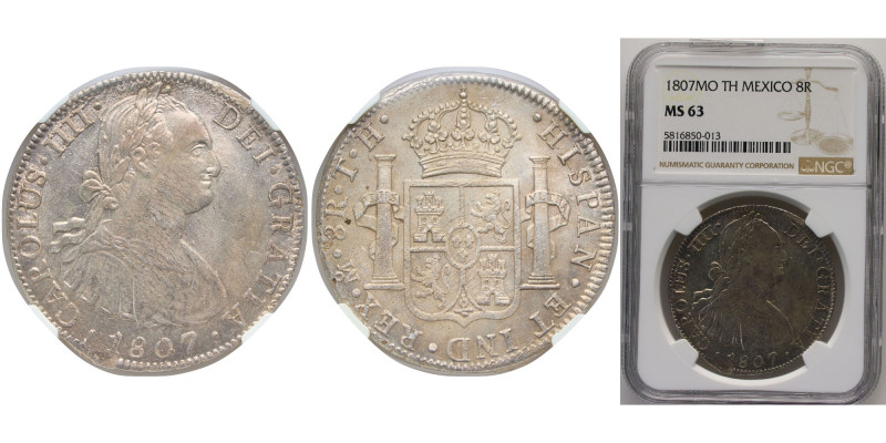 Mexico Spanish colony 1807 Mo TH 8 Reales - Carlos IV Silver (.903) Mexico City ...