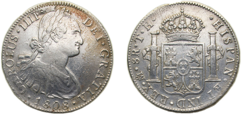 Mexico Spanish colony 1808 Mo TH 8 Reales - Carlos IV Silver (.903) Mexico City ...