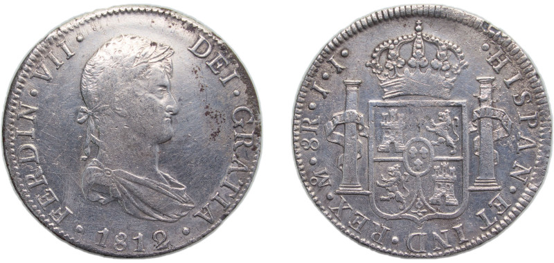 Mexico Spanish colony 1812 Mo JJ 8 Reales - Fernando VII Silver (.903) Mexico Ci...