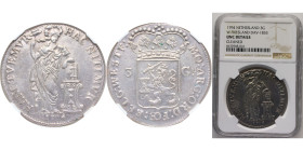 Netherlands Dutch Republic Province of West Friesland 1794 3 Gulden Silver (.920) 31.82g NGC UNC KM141.2