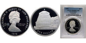 New Zealand States 1978 1 Dollar - Elizabeth II (2nd Portrait; Coronation Jubilee, Silver Proof) Silver (.925) Royal Canadian Mint (Ottawa) (18000) 27...