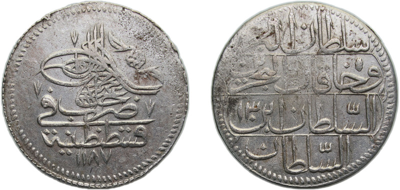 Ottoman Empire AH 1187//13 (1785) Kurus - Abdülhamid I Billon (.465 silver) Kost...