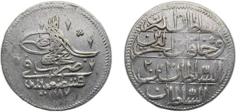 Ottoman Empire AH 1187//2 (1774) Kurus - Abdülhamid I Billon (.465 silver) Kosta...