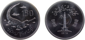 Pakistan Islamic Republic 1976 150 Rupees (Conservation - Crocodile) Silver (.925) Royal Mint (5119) 35g BU KM42 Schön43