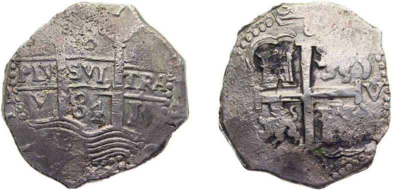 Peru Spanish colony 1684 L V 8 Reales - Carlos II (Colonial Cob Coinage) Silver ...