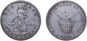 Philippines Insular Government 1904 S 1 Peso (Large type) Silver (.900) (Copper .100) San Francisco Mint (6600000) 26.956g XF KM168 Schön7