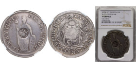 Philippines Spanish colony ND (1834-1837) 8 Reales - Isabella II (Countermark on Peru 8 Reales, 1836) Silver (.903) Lima Mint 27.07g NGC VF KM138.2
