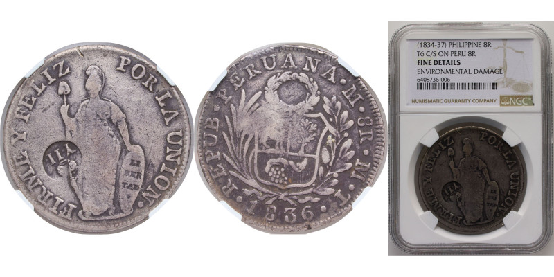 Philippines Spanish colony ND (1834-1837) 8 Reales - Isabella II (Countermark on...