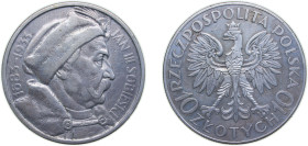 Poland First Republic 1933 MW 10 Złotych (Jan III Sobieski) Silver (.750) Warsaw Mint (300000) 22g XF Y23 Schön22