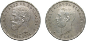 Romania Kingdom 1906 5 Lei - Carol I (Reign Anniversary) Silver (.900) Brussel Mint (200000) 25g AU KM35 Dav ECT275