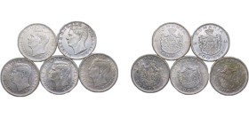 Romania Kingdom 1944 500 Lei - Mihai I 5 Lots Silver (.700) Bucharest Mint (9731000) 12g AU KM65 Schön80