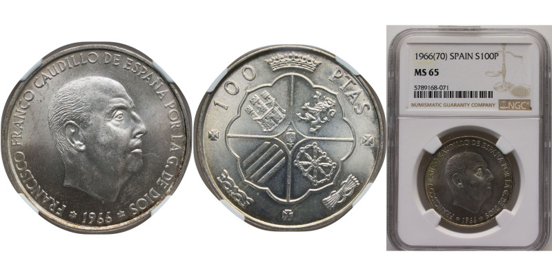 Spain Nationalist Government 1966 *19-70 100 Pesetas - Francisco Franco Silver (...