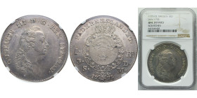 Sweden Kingdom 1775 OL 1 Riksdaler / 3 Daler Silvermynt - Gustav III Silver (.878) (346079) 29.25g NGC UNC KM514 Dav ECT1735