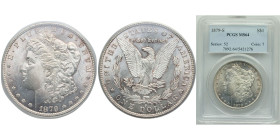 United States Federal republic 1879 S 1 Dollar "Morgan Dollar" Silver (.900) (.100 copper) San Francisco Mint (9110000) 26.73g PCGS MS 64 KM110