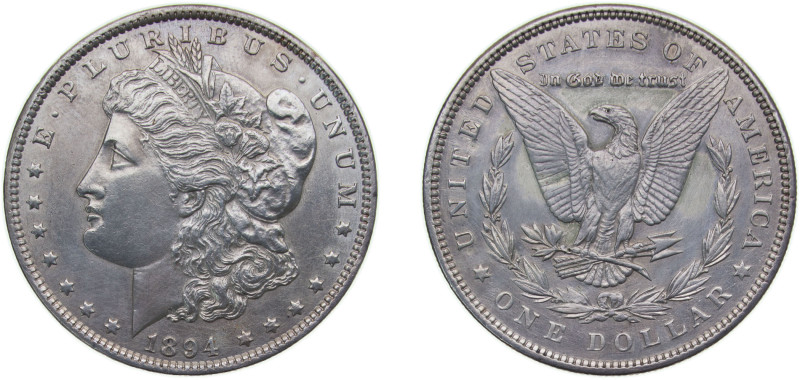 United States Federal republic 1894 1 Dollar "Morgan Dollar" Mount Removed Aroun...