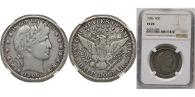 United States Federal republic 1906 ½ Dollar "Barber Half Dollar" Silver (.900) (.100 copper) Philadelphia Mint (2638000) 12.5g NGC VF 25 KM116